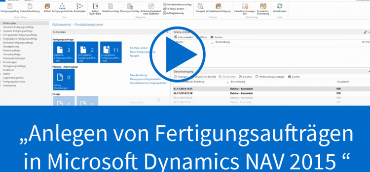 Fertigungsauftrag in Dynamics NAV 2015